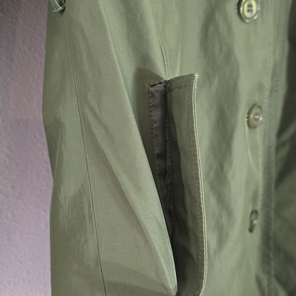 Gallery Trench Coat Outdoor Women L Green Jacket Removable Hood Button Pockets - Picture 11 of 16